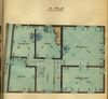 Grundriss des II. Stocks für einen Teilungsplan zwischen den Hausbesitzern Georg Schramm (rot), Georg Melchior Rupp (gelb) und Friedrich Bauer (grün), 1897 (gemeinschaftlicher Besitz: blau) (StadtA SHA 19/1061, Beil. 18)