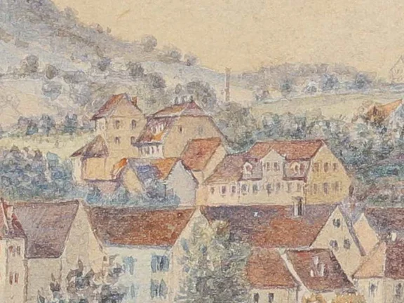 Ausschnitt aus einem Gemälde von J. Berger, 1895. (StadtA Schwäb. Hall S10/2246)