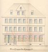 Plan der Fassade zum Grasmarkt für den geplanten Einbau einer Metzgerei und Weinwirtschaft durch Carl Canz, 1867 (StadtA Schwäb. Hall 21/1902)