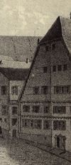 Ausschnitt aus einer Ansicht von St. Michael von Gustav Herdtle, um 1860. Aus: Kuno Ulshöfer: Schwäbisch Hall. Bilder einer alten Stadt, Schwäbisch Hall 1971, S. 85