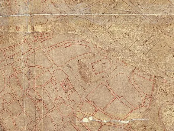 Ausschnitt aus der Flurkarte von Schwäbisch Hall, 1710 (StadtA Schwäb. Hall 16/40)