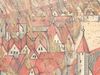 Brand der Gelbinger Gasse am 3. Juni 1680. Kolorierte Federzeichnung (StadtA SHA HV HS 068)