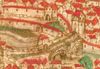 Ausschnitt aus einer Stadtansicht in der „Wetzel-Chronik“, kolorierte Federzeichnung um 1600. Gut erkennbar sind hier das Brückentor und das auf die Brücke gebaute Brückenwächterhaus (StadtA Schwäb. Hall 4/4 Bl. 2)