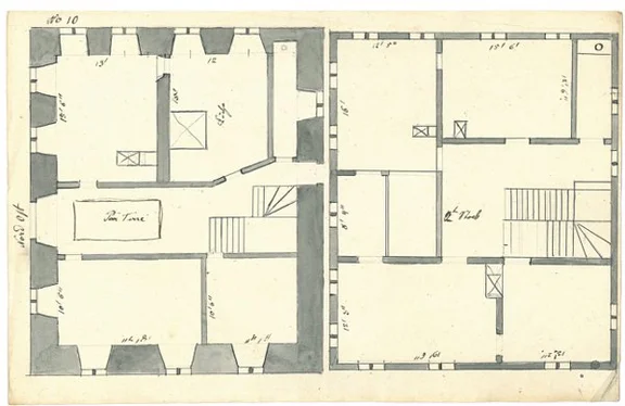 Grundrisse des Pfarrhauses aus dem Pfarrbericht der katholischen Pfarrei Steinbach von 1824 (StadtA Schwäb. Hall Z01/A0034, Beil. 10)