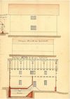 Seitenansicht und Schnitt durch den Neubau einer abgebrannten Scheuer, 1884. (StadtA SHA 27/0450)