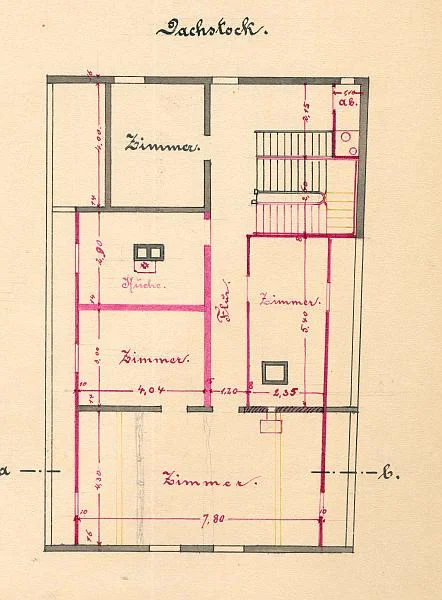 Umbau des Dachstocks, 1894 (Baurechtsamt SHA, Bauakten)