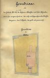 Grundriss des Kellers für einen Teilungsplan zwischen den Hausbesitzern Johann Bühler (rot) und Carl Schieber (grün) von 1878 (gelb: gemeinsamer Besitz) (19/511, Beil. 38)