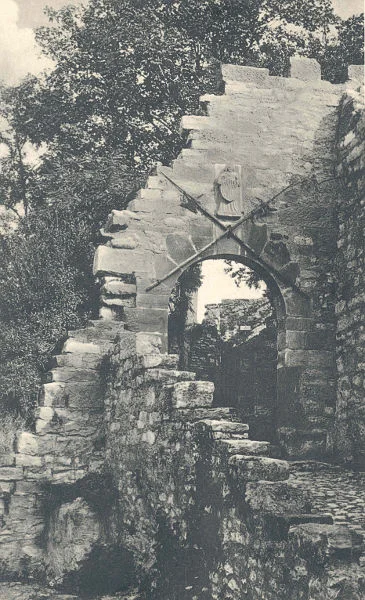 Eingang zur inneren Burg, Ansichtskarte um 1910-1920 (StadtA Schwäb. Hall PK 00371)