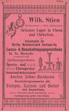 Anzeige des im Haus ansässigen Uhrengeschäfts von Wilhelm Stirn von 1901, aus: W. Burkhardt (Bearb.): Adreß- und Geschäfts-Handbuch der Oberamtsstadt Schwäbisch Hall, Schwäbisch Hall 1901, Inseratenanhang, S. 4 (StadtA Schwäb. Hall Bibl. 2947)