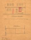 Fassadenansicht und Schnittzeichnung zu Umbauten im Erdgeschoss des Hauses, 1880 (Baurechtsamt Schwäb. Hall, Bauakten)