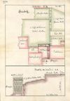 Auf einem Grundriss der Pfarrgasse und der dahinter liegenden Gärten, 1770 (Obere Planskizze rechts, bezeichnet als "Contubernium") (StadtA SHA 5/2063)