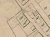 Ausschnitt aus dem Primärkataster  von 1827.  Das Haus mit der Nummer 148a ist in der Bildmitte zu erkennen. Die Häuserzeile rechts ist in den 1970er Jahren im Zuge der Erweiterung der Unterlimpurger Straße abgerissen worden (StadtA SHA S13/0842)