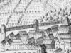 Ausschnitt aus einer Stadtansicht um 1735. Kupferstich, aufgenommen von Friedrich bernhard Werner, erschienen bei Johann Christian Leopold in Augsburg (StadtA SHA S10/0518)