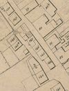 Ausschnitt aus dem Primärkataster von 1827. Das Anwesen Unterlimpurger Straße 34/1 (PKN 144 und 145) ist in der unteren Bildmitte erkennbar (StadtA SHA S13/0842)