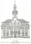 Aufnahme der Fassade des Rathauses. Aus: Eugen Gradmann (Hrsg.): Die Kunst- und Altertumsdenkmale der Stadt und des Oberamtes Schwäbisch-Hall, Esslingen 1907, S. 72 angeb.