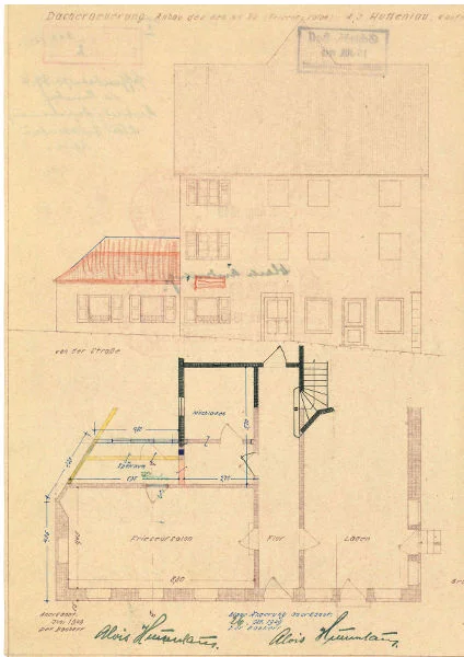 1949 erhielt der Friseurladen ein neues Dach (StadtA Schwäb. Hall 27/550)