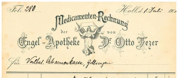 Briefkopf der Engelapotheke von 1901 (StadtA Schwäb. Hall 61/1405)