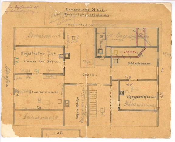 Grundriss des Dachstocks, vor 1918 (StadtA Schwäb. Hall Z14/0376)