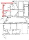 Rekonstruktion des Fachwerks für den heute nicht mehr vorhandenen Erker auf der Rückseite des Hauses. Zeichnung: Albrecht Bedal (StadtA SHA Server Häuserlexikon)