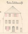 Ansicht der Fassade des Hauses mit eingezeichneten Änderungen, 1874 (Baurechtsamt SHA)