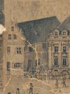 Ausschnitt aus einer Vignette zur großen Stadtansicht von Johann Conrad Körner von 1755 mit Marktplatz und Rathaus (StadtA SHA S10/0791)
