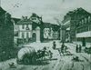 Situation nach dem Abbruch des Riedener Tores, links das Wachhaus, heute Bahnofstraße 12. Lithographie von W. Haaf nach einer Aufnahme von F. Bonhöffer, um 1850 (StadtA D 14824).