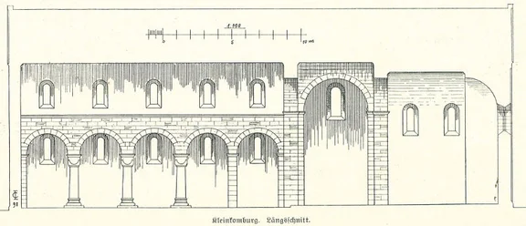 Längsschnitt durch St. Ägidius, Stand 1907, aus: Eugen Gradmann (Hrsg.): Die Kunst- und Altertums-Denkmale der Stadt und des Oberamtes Schwäbisch-Hall, Esslingen 1907, S. 165
