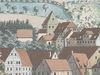 Ausschnitt aus einer Gouache von C. Gebriel mit einer Ansicht von Comburg und Steinbach zwischen 1809 und 1814. Bei dem heutigen Haus Im Stöckle 7 (bzw. seinem Vorgängerbau) handelt es sich vermutlich um das allein stehende Haus in der linken Bildmitte, das hier ohne Fenster dargestellt ist (StadtA Schwäb. Hall S10/811)