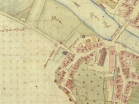 Ausschnitt aus dem Stadtplan von 1816 (StadtA Schwäb. Hall 16/0069)