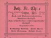 Anzeige des Geschäfts von 1901 aus: W. Burkhardt (Bearb.): Adreß- und Geschäfts-Handbuch der Oberamtsstadt Schwäbisch Hall, Schwäbisch Hall 1901, Inseratenanhang, S. 30 (StadtA Schwäb. Hall Bibl. 2947)