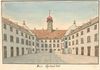 Spitalhof, Zeichnung von Peter Koch von 1878 (StadtA Schwäb. Hall S10/0337)