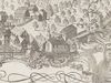 Ausschnitt aus einer offensichtlich an Salver angelehnten Ansicht der Comburg mit Steinbach im Formular einer „Handwerkskundschaft“. Kupferstich von Johann Georg Horlacher in Schwäbisch Hall, 1778 (StadtA Schwäb. Hall S10/1723)