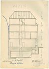 Längsschnitt durch das  für den Umbau von 1955, bis dahin bestehender Zustand. Der im Zug der Bauarbeiten entfernte kleine Gewölbekeller ist recht gut erkennbar. Er war vielleicht ein Einbau nach 1728, zur verbesserten Erschließung des sehr tief unter dem heutigen Bodenniveau gelegenen, alten Gewölbekellers. Original: Privatbesitz (StadtA Schwäb. Hall DIG 10643)