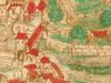 Ausschnitt aus einer Stadtansicht in einer Haller Chronik, die „Schießhütte“ ist am rechten Bildrand erkennbar, links Roter Steg und Rotstegturm, dahinter das im 17. Jahrhundert abgerissene Unterwöhrdbad. Kolorierte Federzeichnung um 1600 (StadtA Schwäb. Hall 4/4, Bl. 2r)
