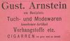 Anzeige des 1901 im Haus ansässigen Tuch- und Modewarengeschäfts Arnstein aus: W. Burkhardt (Bearb.): Adreß- und Geschäfts-Handbuch der Oberamtsstadt Schwäbisch Hall, Schwäbisch Hall 1901, Inseratenanhang, S. 31 (StadtA Schwäb. Hall Bibl. 2947)