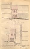 Ansichten der Ost- und Westfassaden zum Bau einer Wurstküche durch den Metzger Georg Hammel, 1908 (Baurechtsamt SHA, Bauakten)