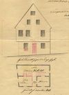Ansicht der Fassade zur Langen Straße und Grundriss mit den geplanten Umbauten im Erdgeschoss, 1863 (StadtA SHA 27/443)