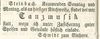 Werbeanzeige für eine aus Anlass der Kirchweihe abgehaltenen „Tanzmusik“ im „Einhorn“ aus dem Haller Tagblatt vom 15.10.1852 (StadtA Schwäb. Hall)
