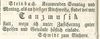 Werbeanzeige für eine aus Anlass der Kirchweihe abgehaltenen „Tanzmusik“ im „Einhorn“ aus dem Haller Tagblatt vom 15.10.1852 (StadtA Schwäb. Hall)
