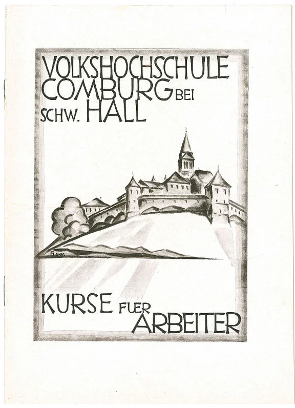 Deckblatt eines Prospekts der Heimvolkshochschule Comburg, um 1927 (StadtA Schwäb. Hall S01/2171)