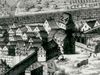 Ausschnitt aus der Ansicht der durch den Großen Stadtbrand vom 31. August 1728 zerstörten Stadt mit dem Bereich am Südende der Gelbinger Gasse. Kupferstich von A. Nunzer in Nürnberg nach Vorlage von J. P. Meyer (StadtA SHA FS 36334)