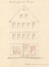 Plan zum Umbau des Erdgeschosses, 1874. Rechts ist der abgebrochene Kellervorbau zu erkennen (Baurechtsamt SHA, Bauakten)
