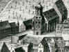 Ausschnitt aus der Ansicht der durch den Großen Stadtbrand 1728 zerstörten Stadt, Kupferstich von A. Nunzer nach Vorlage von J. Ph. Meyer (StadtA Schwäb. Hall FS 36334)