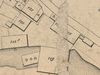 Ausschnitt aus dem Primärkataster  von 1827.  Das Haus hat die Nummer 118, im Bereich des Hauses und der Mühle ist der Plan beschädigt (StadtA Schwäb. Hall S13/0842)