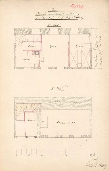 Weitere Umbauten des Hinterhauses, 1867 (Baurechtsamt SHA, Bauakten)