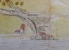 Auf dem Plan des Zehntbezirks von St. Katharina von 1582 ist links hinter der Herrensägmühle die Ziegelei zu erkennen (StadtA SHA 5/2016)