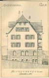 Ansicht der Südseite aus den Plänen zum Neubau des Hauses, 1907 (StadtA Schwäb. Hall 27/0527).