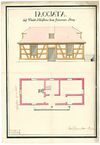 Im Zusammenhang mit einem Neubau des Wächterhäuschens auf dem Steinernen Steg entstand um 1783 eine ganze Reihe von Plänen und Skizzen, hier Längsansicht und Grundriss (StadtA Schwäb. Hall 5/1804)