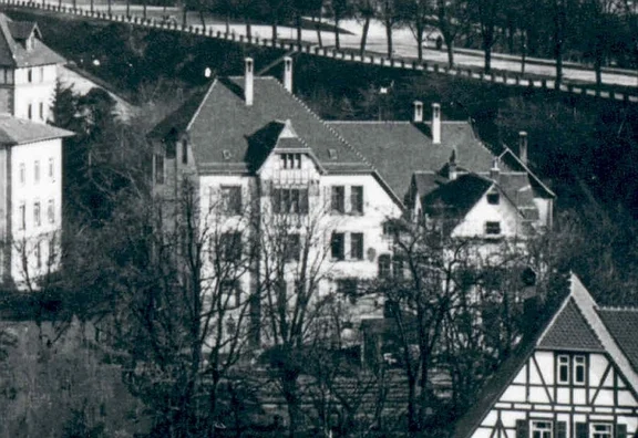 Auf einer Ansicht der Katharinenvorstadt um 1900 (StadtA SHA FS 05975)