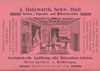 Anzeige des im Haus ansässigen Geschäfts von 1901, aus: W. Burkhardt (Bearb.): Adreß- und Geschäfts-Handbuch der Oberamtsstadt Schwäbisch Hall, Schwäbisch Hall 1901, Inseratenanhang, S. 18 (StadtA Schwäb. Hall Bibl. 2947)